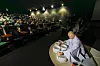 Buddhist monk Son Il leads a music meditation with crystal singing bowls at CGV Dongdaemun in Jung District, central Seoul on Oct.18. [LEE JIAN]