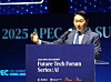 SK Group Chairman Chey Tae-won delivers a keynote speech on global artificial intelligence cooperation at the Future Tech Forum on Oct. 28, held as part of Asia-Pacific Economic Cooperation CEO summit in Gyeongju, North Gyeongsang. [SK]