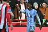 Tottenham Hotspur midfielder Pape Matar Sarr celebrates scoring during the Premier League match against Brentford at Gtech Community Stadium in London on Feb. 2. [AFP/YONHAP]