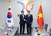 President Lee Jae Myung, right, and Vietnamese President Luong Cuong shake hands as they hold a bilateral summit in Gyeongju, North Gyeongsang, on Oct. 30. [JOINT PRESS CORPS]