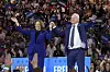 Democratic presidential nominee Vice President Kamala Harris and running mate Minnesota Gov. Tim Walz appear at the Fiserv Forum during a campaign rally in Milwaukee on Tuesday. [AP/YONHAP]