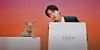A screen capture from luxury jewelry brand Fred's promotion clip, featuring a dog from animal agency Pet Focus and BTS's Jin [SCREEN CAPTURE]