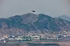 An eagle flies over the Demilitarized Zone separating the two Koreas, as seen from the border city of Paju, Gyeonggi, on Jan. 11. [YONHAP]